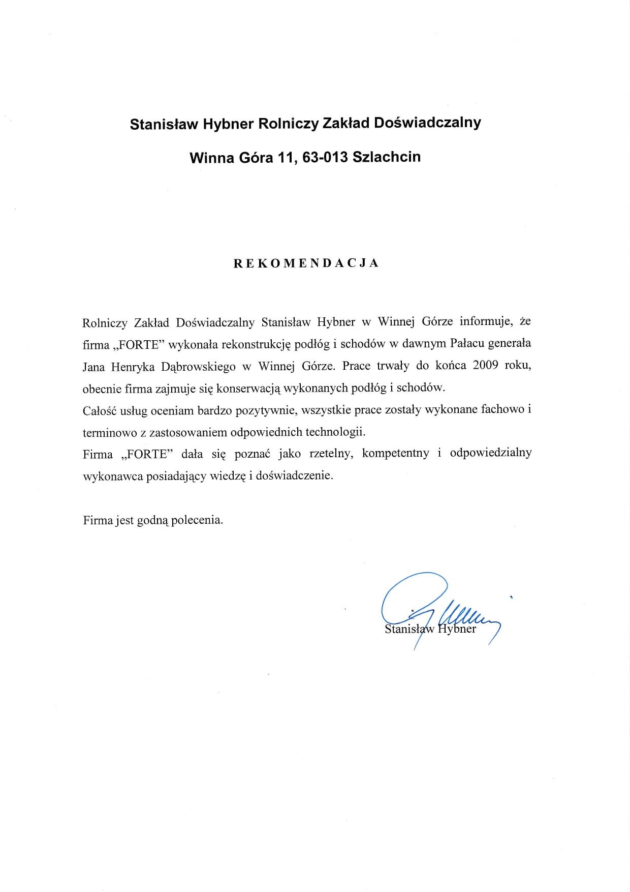 Skan referencji klienta FORTE
