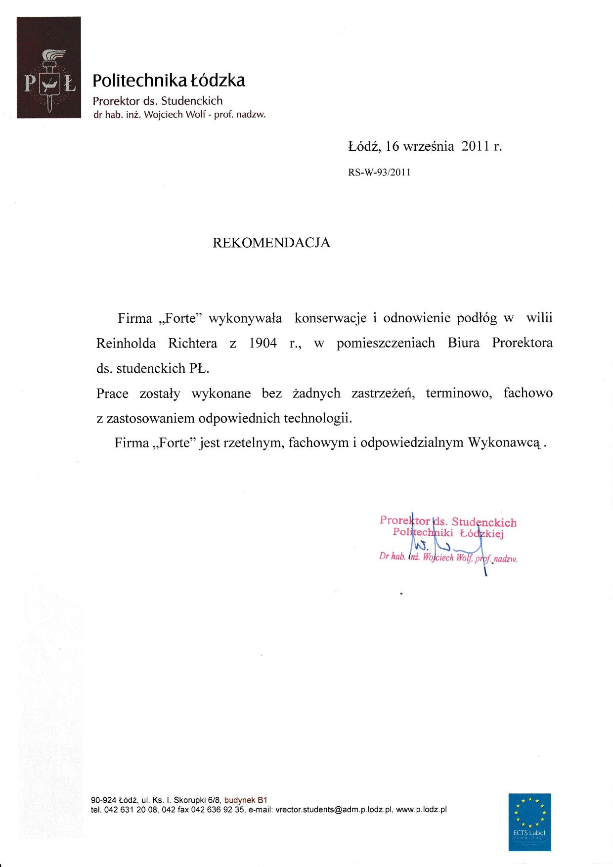 Skan referencji klienta FORTE