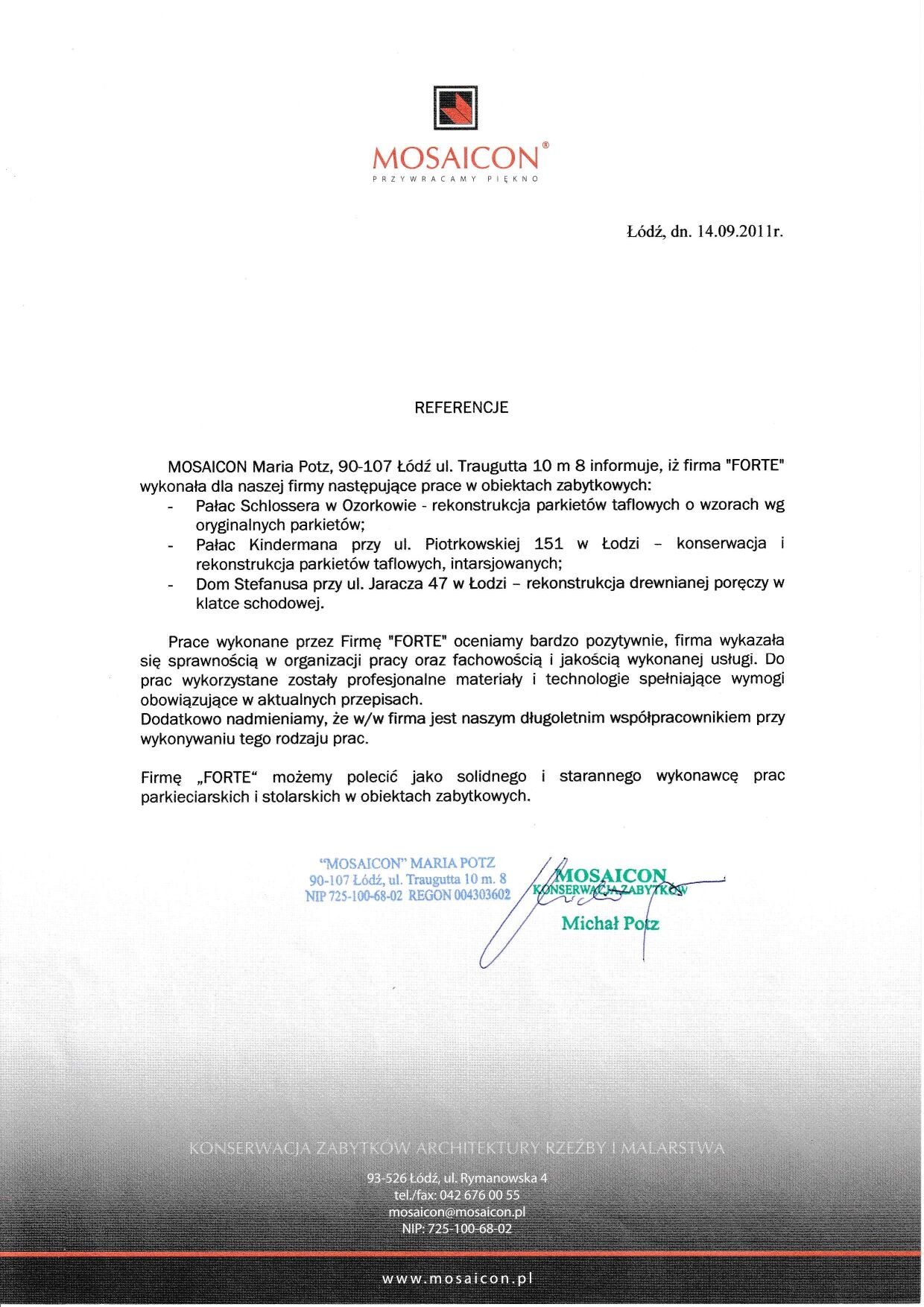 Skan referencji klienta FORTE