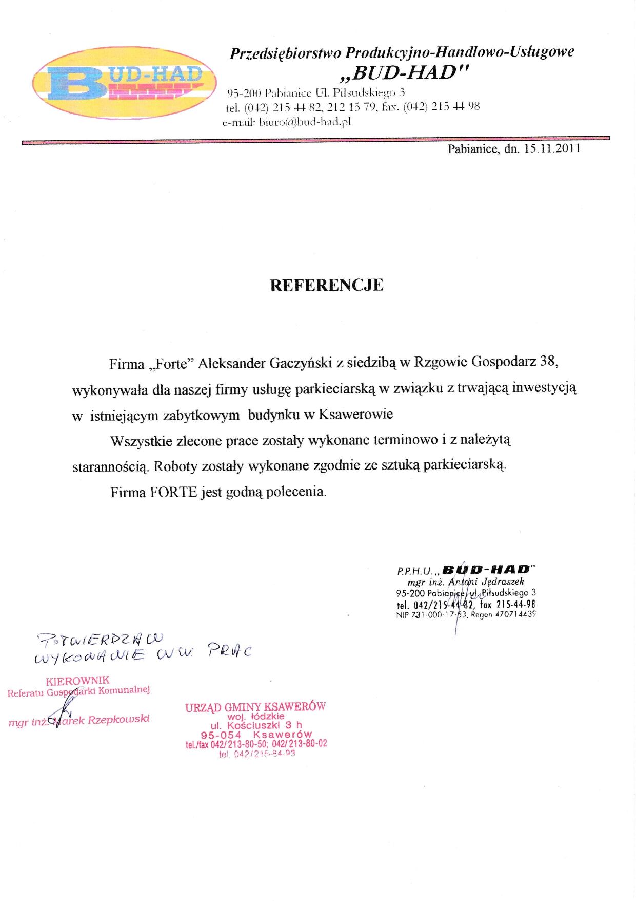 Skan referencji klienta FORTE