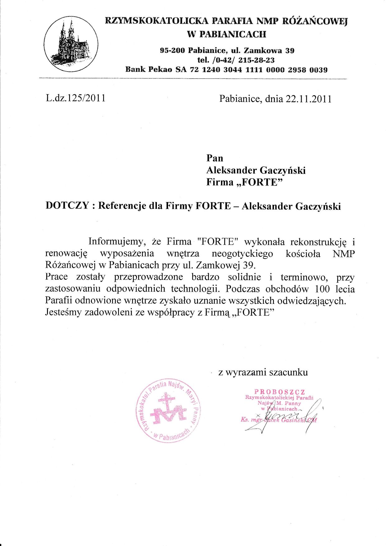 Skan referencji klienta FORTE