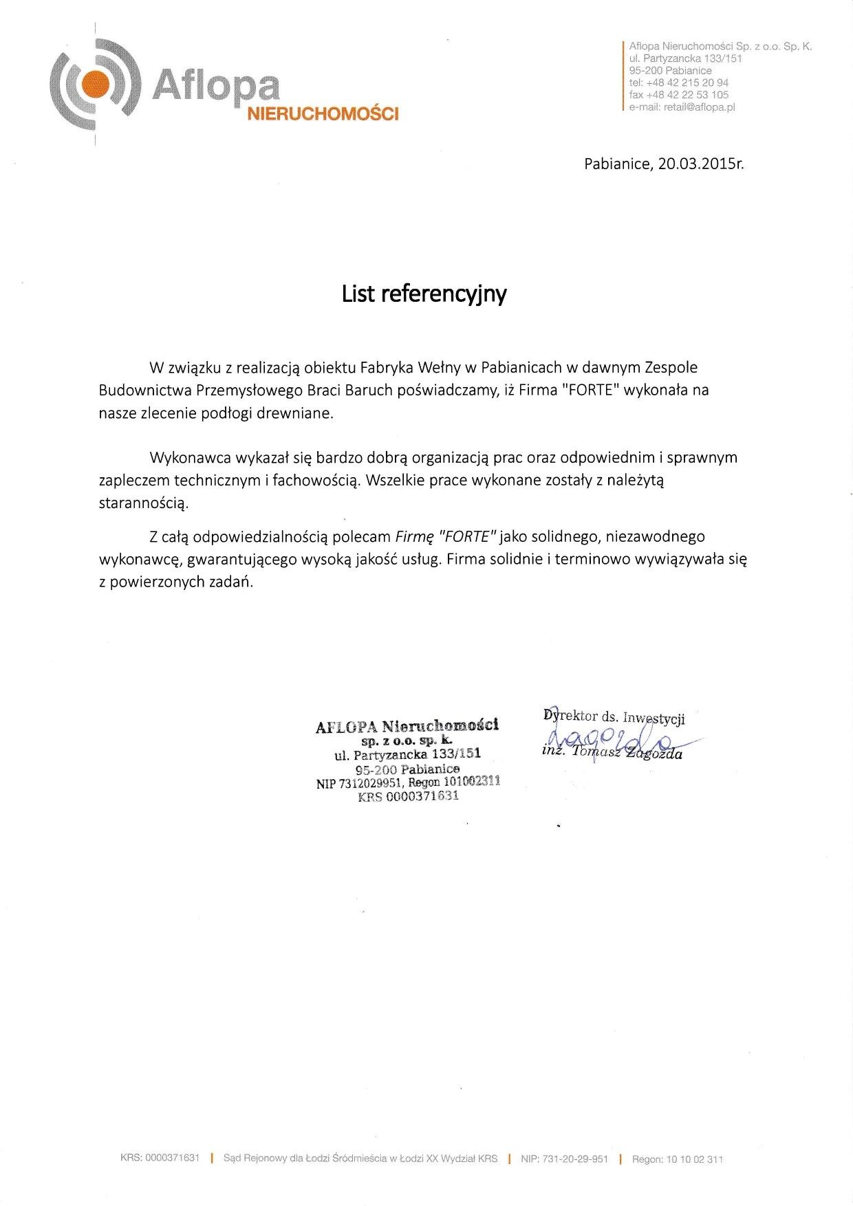Skan referencji klienta FORTE