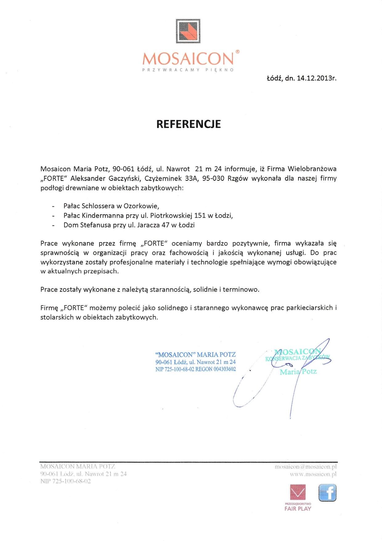 Skan referencji klienta FORTE